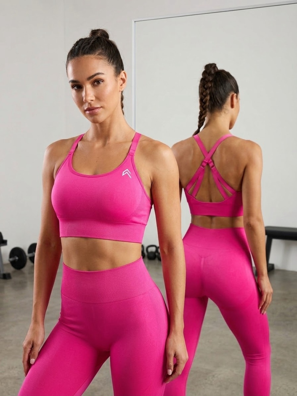 Oner Active Pink Seamless Strappy Sports Bra